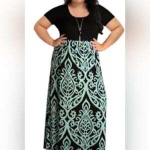 NWT Nemidor Short Sleeve Round Neck Loose Fit Maxi Empire Waist Dress Boho